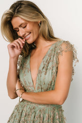 Arlene Shimmer Gown | Sage + Gold